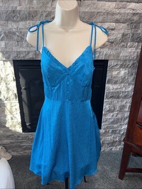 Zara Bright Blue Tie-Strap Mini Dress